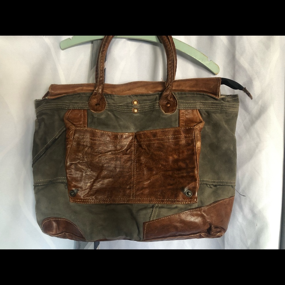 Mona B Dakota Ice Canvas Shoulder Bag